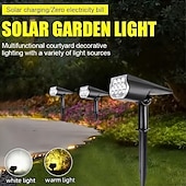 abordables Éclairages pour allées-Lot de 4 projecteurs solaires d'extérieur, étanches IP65, 7 LED, détecteur crépusculaire, projecteurs décoratifs pour jardin, terrasse, cour, pelouse, allée, éclairage paysager