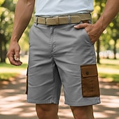economico Vacanza-Per uomo Pantaloncini cargo Shorts Shorts di Lino Pantaloncini Estivi Patchwork Tasca Blocco di colori Comodità Traspirante Corto Casuale Quotidiano All'aperto Moda Designer Verde Cachi Inelastico