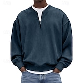 voordelige Basis Sweatshirts-Voor heren Sweatshirt Sweatshirt met kwartrits blauw Zwart Wit Lichtgroen Marineblauw Halve rits Effen Kwart ritssluiting Dagelijks Sport &amp; Outdoor Feestdagen Polyester Streetwear Basic Casual Lente