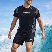 economico Abbigliamento da Surf per Uomini-Per uomo Standard Rash Guard in 2 pezzi Maglietta da surf Pantaloncini da bagno Color-blocking Coulisse Con Fodera a Compressione Protezione Solare UV Asciugatura Rapida Traspirante Manica Corta