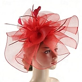 economico Fascinatori-Fascinator Piuma Rete Matrimonio Compleanno Elegante Vintage Carino Con Piuma Tulle Copricapo Copricapo