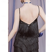 お買い得  練習用ドレス-ラテンダンス ドレス タッセル 女性用 パーティー 訓練 性能 ノースリーブ スパンデックス ナイロン