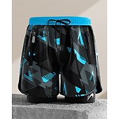voordelige Zwemshorts &amp; Boardshorts-Voor heren Normaal Zwemshorts Lange zwembroeken Geometrisch Trekkoord 2 in 1 Met compressievoering Sneldrogend Elastisch Ademend Mouwloos Zwemkleding Kleding Onderlichaam Surfen Duiken Zwemmen Zomer