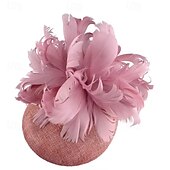voordelige Fascinators-Fascinators Flax Wedding Birthday Elegant Vintage Cute With Feather Floral Headpiece Headwear