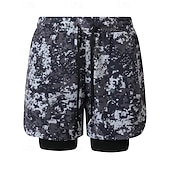 お買い得  ランニングショーツ-男性用 ランニングショーツ アスレチックショーツ ジムショーツ ドローストリング ポケット 2 イン 1 コンプレッションライナー付き ショートパンツ カジュアル 日常 アウトドア 夏 春 速乾性 ライトウェイト 吸汗性 ジムトレーニング 屋外 アスレチック レギュラー スポーツウェア アクティブウェア ブルー ブラック カモフラージュ