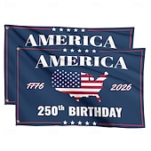 abordables 250º Aniversario-Bandera conmemorativa del 250.º aniversario de Estados Unidos (2 unidades, 1776-2026), ideal para exteriores, jardín, patio o casa.