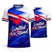  Unisex Fußballtrikot Geometrisch USA Pullover-Oberteile Sport-T-Shirt Sommer Farbblock Kurzarm UPF 50 Schnelltrocknend Feuchtigkeitsableitend Atmungsaktiv Turnier Fußball Leger Laufen Joggen Training