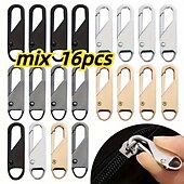 levne umění, řemesla a šití-Sada 16 náhradních jezdců zipů, odolné kovové jezdce, snadná instalace, více barev pro zavazadla, bundy, tašky – 3,8 x 1,8 cm