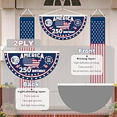 abordables 250e Anniversaire-Lot de 2 drapeaux commémoratifs du 250e anniversaire des États-Unis, 45 x 90 cm (1776-2026), guirlande de fanions, décorations patriotiques à suspendre pour l'extérieur, porte d'entrée, porche, fond