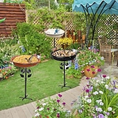 Χαμηλού Κόστους πουλιά στην πίσω αυλή και άγρια ζωή-ανεξάρτητο μπολ birdbaths υπαίθριο, ελεύθερη στάση κήπου μπολ τροφοδοσίας πουλιών με μεταλλικό πάσσαλο, αποσπώμενος διακοσμητικός τροφοδότης σπα για γκαζόν αυλής κήπου αίθριο