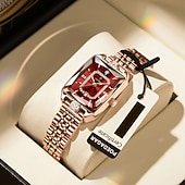 billige Kvartsklokker-Morsdagsgave dameklokke, firkantet urskive i roségull med glitrende krystaller, vanntett kvarts armbåndsur i rustfritt stål, elegant klokkesmykke til kona, urskiver i flere farger