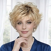 baratos peruca mais velha-Peruca curta e elegante prateada para mulheres - estilo pixie despenteado com volume natural