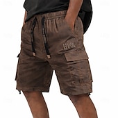 baratos Clássico-Homens Calças de carga Bermuda Cargo Calção Shorts casuais Bordado Bolsos Tecido Conforto Comprimento do joelho Casual Ao ar livre Streetwear Moda Roupa de rua Camuflagem cáqui Camuflagem - Verde
