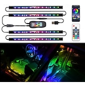abordables Bandes Lumineuses Intelligentes-Bandes LED, éclairage intérieur intelligent RGBIC pour voiture avec contrôle par application, modes musicaux et millions de couleurs, éclairage LED pour la décoration de voiture, 12 V CC