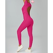abordables Conjuntos y Monos-Women's Workout Jumpsuit Onesie Solid Color Bodysuit Summer Spring Fall rice white Pink Gym Workout Fitness Yoga Stretchy Breathable Short Sleeve Sport Activewear Stretchy