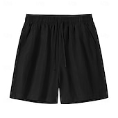 cheap Cotton Linen Shorts-Men's Shorts Summer Shorts Tencel Linen Shorts Beach Shorts Drawstring Elastic Waist Plain Comfort Soft Short Daily Outdoor Beach Fashion Casual Black White Inelastic