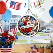 abordables 250e Anniversaire des États-Unis-Plaque de porte en bois patriotique – rouge, blanc &amp;Décoration bleue pour le porche d'entrée à l'occasion du 4 juillet, de la fête nationale américaine et du 250e anniversaire. &amp;Journée du Souvenir,