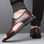 economico Ciabatte e infradito da uomo-sandali da uomo in similpelle con punta aperta – tomaia morbida e traspirante, vestibilità comoda e regolabile, calzature estive casual, ideali per la spiaggia, la piscina, i resort e l'uso quotidiano