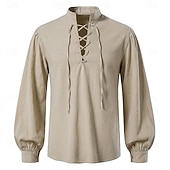  العصور الوسطى عصر النهضة قميص أكمام طويلة قرصان الفايكينج ملابس تنكرية رجالي الفايكينج قرصان عيد الرعب مهرجان أداء LARP رن فير للبالغين قميص