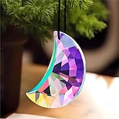 お買い得  壁の彫刻-1/6個 50mm レインボームーンクリスタルサンキャッチャープリズムペンダント 家庭、オフィス、庭の装飾用工芸品 レインボーメーカー ウィンドウペンダント