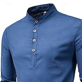 economico Camicie eleganti da uomo-Per uomo Camicia Camicia elegante Camicia con Bottoni Pullover Tinta unica Quotidiano Affari Nero Bianco Marrone Blu scuro Manica Lunga Collo ripiegato Tutte le stagioni Abbigliamento Puro