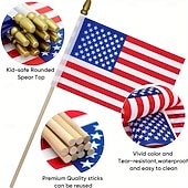 billige U.S. 250-årsjubileum-Patriotiske amerikanske miniflagg – 20/50 stk. 4x6-tommers amerikanske treflagg med premium trestenger og trygge gullspydtopper – 4. juli, uavhengighetsdagen, 250-årsjubileum, minnedagen, veterandagen