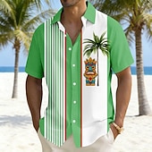 economico Piante tropicali-Per uomo Albero di Cocco Piante Tropicali Tiki Camicia hawaiana estiva Camicia con Bottoni Camicia Aloha Manica Corta Hawaiano Vacanza Ferie Abbigliamento mare Estate Primavera Collo ripiegato Stampa