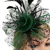 voordelige Fascinators-fascinators Tule Veren Bruiloft Verjaardag Elegant Vintage leuke Style Met Veer Tule Helm Hoofddeksels