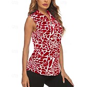 levne Dámská košile-Dámské Grafika Leopard Sportovní košile Turistická polokošile Tenisové tričko Bez rukávů Zip Vysoká pružnost Odvod vlhkosti Prodyšné Tenis Golf Pickleball Přehnutý Límec na zip Tričko Vrchní část