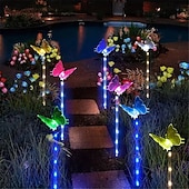 cheap Pathway Lights &amp; Lanterns-6 Head Solar Lights, Outdoor Butterfly Lights, Courtyard Garden Waterproof Decoration, Lawn Atmosphere Lights, Ip66 Waterproof, 1 Set