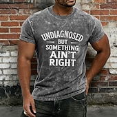 Herr vintage blå t-shirt med syratvätt "odiagnostiserad men något stämmer inte" rolig sarkastisk grafisk t-shirt mineraltvätt sliten retro 90-talsskjorta s-4xl