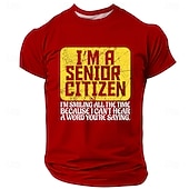  Camiseta masculina engraçada e sarcástica com estampa de idoso, gola redonda, manga curta, modelagem regular, ideal para presente de aposentadoria, roupa de grife.