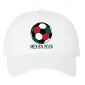 cheap World Soccer Match 2026-Soccer World Summer Cup Mexico USA Canada 2026 Baseball Cap, Soccer Graphic Letter Print Hat for Men Women, Adjustable Outdoor Sports Cap Casual Sun Hat