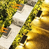 olcso Kültéri falilámpák-2 db kültéri napelemes fali lámpa, IP65 vízálló, 4 LED gyöngy, dekoratív LED lámpák kertbe, udvarra, kerítésre, lépcsőre, lépcsőfokokra, teraszra, gyepre, ösvényvilágításra