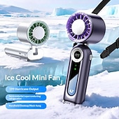 cheap Handheld Fans-Handheld Fan with Cooling Plate, Portable Personal Fan, Digital Display 199 Speeds Adjustable, Foldable Mini Fan with Lanyard, High Speed Turbo Fan for Women Men Travel, Outdoor, Office