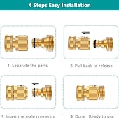 abordables Arrosage et irrigation-2 jeux de raccords rapides pour tuyau d'arrosage, en laiton massif robuste de 3/4 pouce, raccords universels étanches pour une connexion facile du tuyau d'arrosage