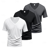 billiga grundläggande t-shirts-Herr T-shirt T-tröja Kortärmad V-hals Sommar Vår Slät Designer Grundläggande Modernt Modernt 3 st Ledigt Semester Gata 8# 9# 4# Topp t-shirt för män