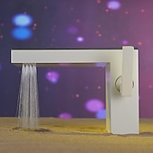 abordables Robinets de lavabo-Robinet de salle de bain cascade, robinet de lavabo à haut débit, mitigeur de lavabo en laiton à montage sur plage, robinet de lavabo monotrou à poignée unique, robinet de meuble-lavabo