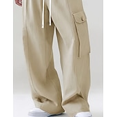 economico Pantaloni cargo-Per uomo Pantaloni Cargo Pantaloni Coulisse Tasca Semplice Comodità Traspirante Lunghezza al ginocchio Casa All'aperto Abbigliamento casual alla moda Vacanza Moda Verde militare Albicocca Inelastico