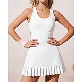 levne Dámské šaty-Dámské Jednobarevné Tenisové šaty s šortky Sportovní šaty Bez rukávů Kapsy Elastický Ter Emen Prodyšné Tenis Golf Pickleball Kopeček Šaty Bílá Oblečení na tenis