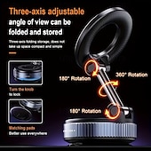 Недорогие Крючки и держатели-Комплект из 2 магнитных держателей для телефонов, сверхпрочный складной механический держатель с вакуумной присоской, вращающийся на 360°, с сильным магнитным креплением, подходит для автомобиля,