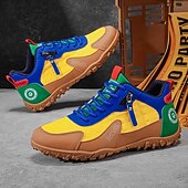 tanie Casualowe sneakersy-Męskie buty sportowe w blokach kolorów z akcentami ze sztucznej skóry, modny sportowy wygląd, idealne do uprawiania sportów na świeżym powietrzu, na co dzień i w podróż