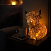 billige Dekorative lys-Lampe for høylandsfe, LED-bordlamper, moderne gårdshusborddekor, morsom gave til soveromscampingfest bursdagsoverraskelser