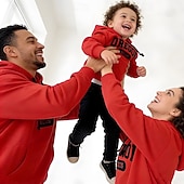 cheap Daily Family Matching-Family Tops Letter Casual Print Red Light Purple Beige Long Sleeve Active Matching Outfits