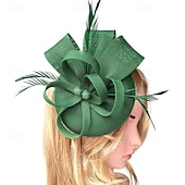 cheap Fascinators-Fascinators Fabric Wedding Birthday Elegant Vintage Cute With Feather Headpiece Headwear