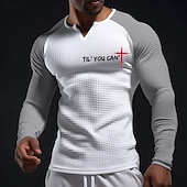 abordables T-shirts de foi-Chemise Bibles pour Hommes Croisés Bible Jusqu'à Ce Que Tu Puisses' Chemise à Col Henley V-Neck Manches Longues Graphique Texturé Waffle Ajustement Slim Fit Muscle Église Vêtements Designer