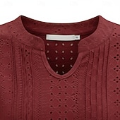 billiga Kostymblusar-Dam Skjorta Pointelle-skjorta Ögonlock Blus Ögla Slät Stylish Klassisk Modern Kortärmad V-hals Vanliga toppar Ledigt Dagligen Strand Vit Vin Marinblå Ros rosa Sommar Vår