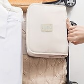 abordables stockage de bagages et de voyage-Trousse de toilette en sergé, grande capacité, portable et multifonctionnelle, idéale pour les voyages. Trousse de toilette unisexe avec crochet de suspension, pochette à maquillage, organisateur de