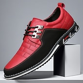 abordables Baskets Décontractées-Chaussures décontractées à lacets rouges et noires pour hommes, modernes et sportives, confortables au quotidien pour le travail, les voyages et les loisirs.