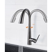 זול ברזים למטבח-ברז כיור מטבח עם מרסס נשלף, ברז מטבח מסחרי בעל ידית אחת בקשת גבוהה